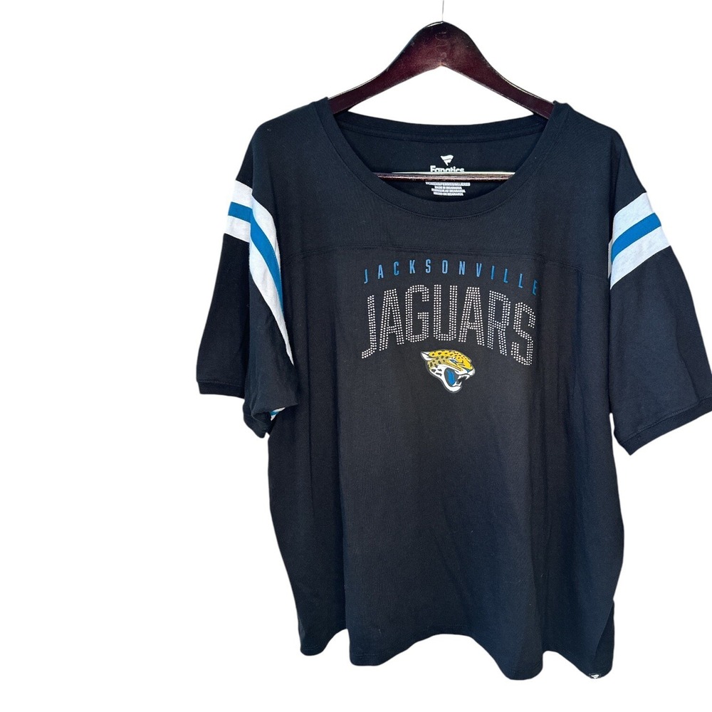 Jacksonville Jaguars Womens 3XL Rhinestone Bling T Shirt NFL Fanatics Black NWT